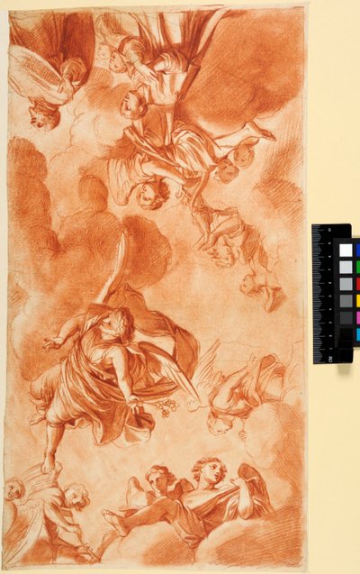Deckengestaltung mit Engeln und Anbetern. Für die Chapelle du Séminaire in Saint-Sulpice, Paris od Charles Le Brun