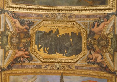 Pomoc lidem během hladomoru 1662, Stropní malba z Galerie des Glaces od Charles Le Brun