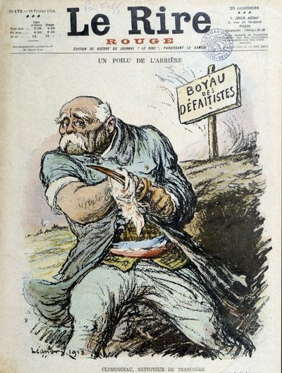 Chlupatý záď: Clemenceau, čistič příkopů. Obálka „Smích“ z 16.2.1918 od Charles Leandre