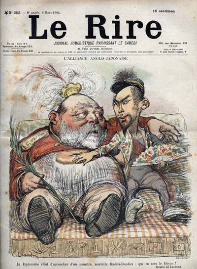 Anglo-japonská aliance (Japanese Anglo 1902) Diplomacie právě zrodila monstrum, novou Radicu-Doodicu: kdo bude děkanem? - Král Edward VII - KARIKATURA 1902 od Charlese LEANDREHO (1862-1934) pro Smích od Charles Leandre