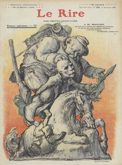 Karikatura francouzského premiéra Charlese de Freycineta. Ilustrace pro Le Rire od Charles Leandre