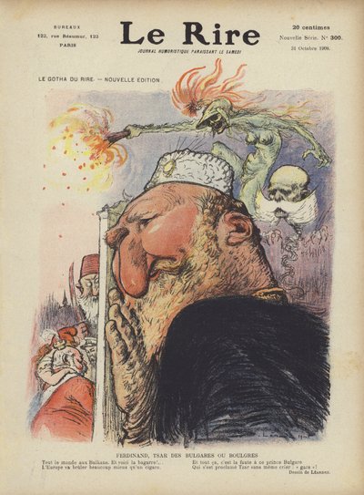 Karikatura cara Ferdinanda I. Bulharského. Ilustrace pro Le Rire od Charles Leandre