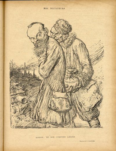 Ilustrace Charlese Leandra (1862-1934) v Le Rire, 29/05/20 - Loriot a jeho společnice Lenine - Uss - Lenine, Loriot od Charles Leandre