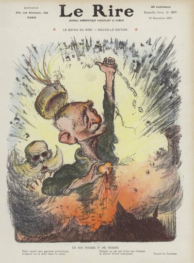 Srbský král Petr I. Ilustrace pro Le Rire od Charles Leandre