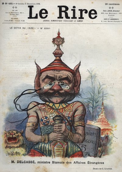 Theophile Delcasse (1852-1923), francouzský politik - Le Gotha du “” Laughs”, č. XXXVI, M. Delcasse, siamský ministr zahraničních věcí - Cartoon Charles Leandre - (6. prosince 1902) od Charles Leandre