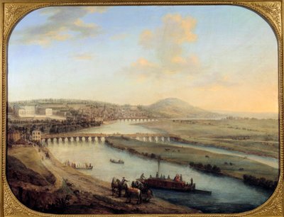 Pohled na ostrov Seguin, most Sevres a panorama Saint Cloud ze západu Paříže. Obraz Charlese Grevenbroeka (? -1758) 1738 ne. 0,69x0,9 am Paříž, musee Carnavalet od Charles Leopold Grevenbroeck