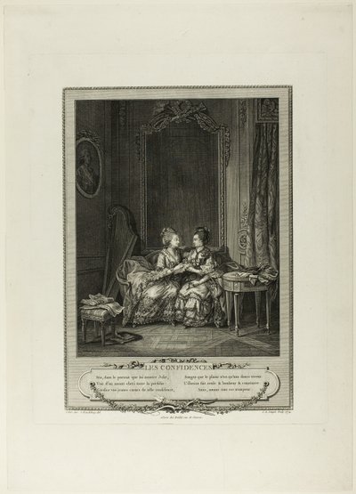 Confidences, z Monument du Costume Physique et Moral de la fin du Dix-huitième siècle od Charles Louis Lingée