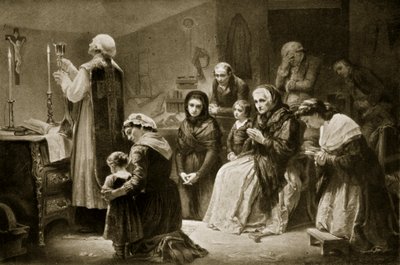 Oslava mše během Francouzské revoluce, ilustrace z 