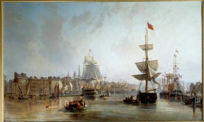Přístav Rouen v roce 1855 Obraz Charles Louis Mozin (1806-1862) 1855 Ne. 1,77x2,87 m Rouen, Musee des Beaux Arts od Charles Louis Mozin