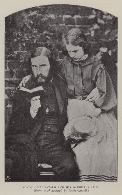 George Macdonald a jeho dcera Lily (černobílá fotografie) od Charles Lutwidge Dodgson