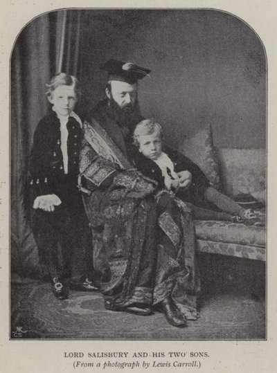 Lord Salisbury a jeho dva synové (černobílá fotografie) od Charles Lutwidge Dodgson