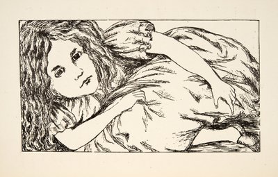 Alenka v domě bílých králíků, ilustrace z knihy Alenčina dobrodružství v podzemí, vyd. 1886 (faksimile) od Charles Lutwidge Dodgson