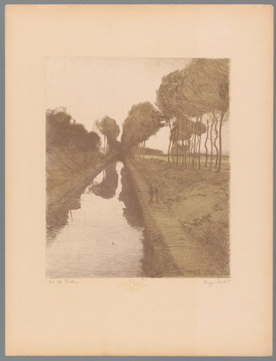 Dva chodci podél kanálu Krajiny (název série) Suite des Paysages (název série) od Charles Marie Dulac