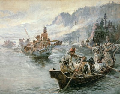 Lewis & Clark na řece Lower Columbia River od Charles Marion Russell