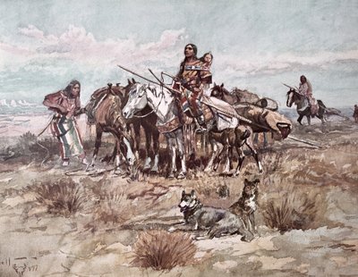 Domorodí Američané Plains People stěhování tábora od Charles Marion Russell