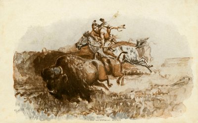 The Buffalo Hunt od C. M. Russella od Charles Marion Russell