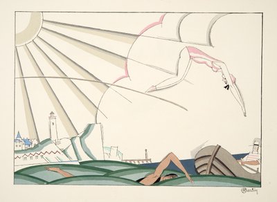 Bain de Mer ze Sports & Entertainment, hospoda. 1914 (tisk šablony) od Charles Martin