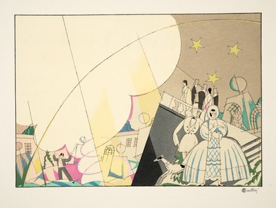 Oheň, ohňostroj, od Sports & Entertainment, hospoda. 1914 (tisk šablony) od Charles Martin