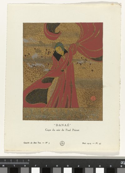 Gazette du Bon Ton, 1914 - č. 5, Pl. 47: Danae / Evening Cape od Paula Poireta (název na objektu) od Charles Martin