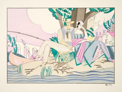 La Peche od Sports & Entertainment, hospoda. 1914 (tisk šablony) od Charles Martin