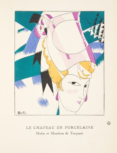 Porcelánový klobouk, z kolekce módních talířů, 1920 (potisk šablony) od Charles Martin