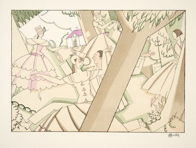 Les Quatre Coins, od Sports & Entertainment, hospoda. 1914 (tisk šablony) od Charles Martin