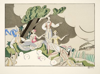 Piknik, od Sports & Entertainment, hospoda. 1914 (tisk šablony) od Charles Martin