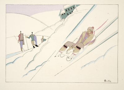 Sáně, od Sports & Entertainment, hospoda. 1914 (tisk šablony) od Charles Martin