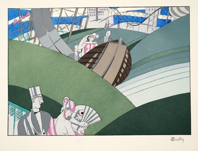 Water-Chute, od Sports and Divertissements, pub. 1914 (pochoirový tisk) od Charles Martin