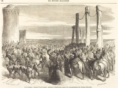 Rakousko-pruská vojska vstupující do Hamburku ... [horní polovina] od Charles Maurand after Godefroy Durand