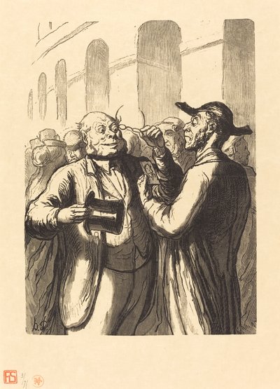 Univerzální výstava: Inspekce fotografií na turniketech od Charles Maurand after Honoré Daumier
