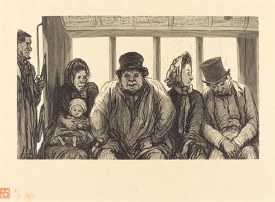Interiér omnibusu od Charles Maurand after Honoré Daumier