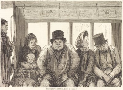 Interiér omnibusu [spodní polovina] od Charles Maurand after Honoré Daumier