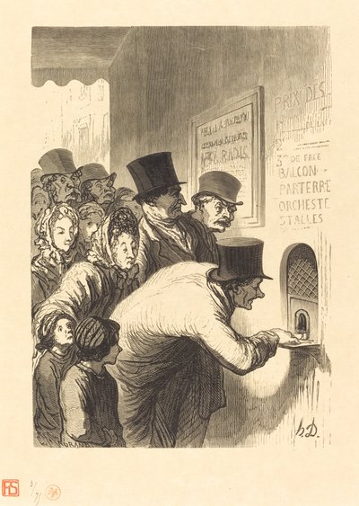 Divadelní pokladna od Charles Maurand after Honoré Daumier