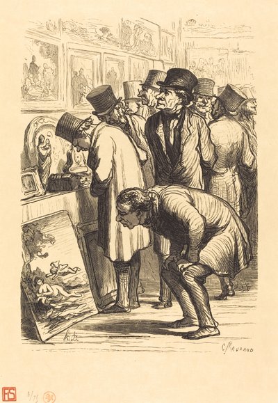 Pokoj hotelu Drouot v den výstavy od Charles Maurand after Honoré Daumier