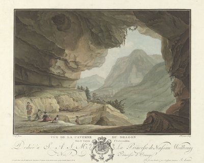 Pohled na krajinu z dračí jeskyně Vue de la Caverne du Dragon dans le Canton d
