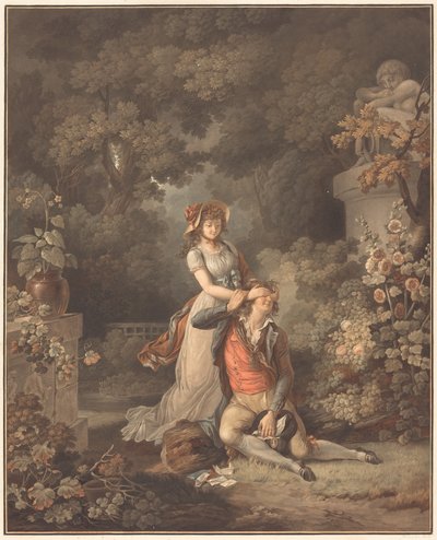 Překvapený milenec od Charles Melchior Descourtis after Jean Frederic Schall