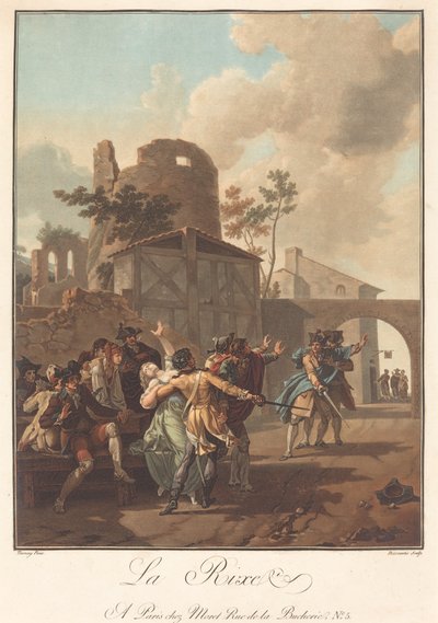 La Rixe (The Brawl) od Charles Melchior Descourtis after Nicolas Antoine Taunay