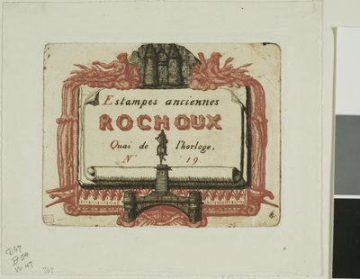 Adresní karta prodejce tiskáren, Rochoux od Charles Meryon