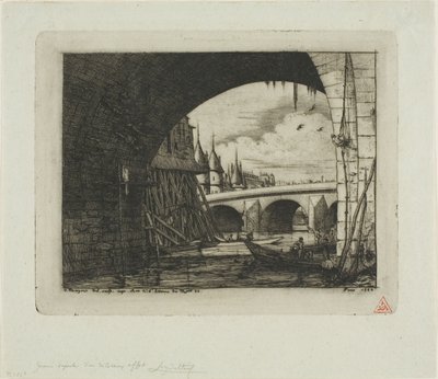 Oblouk Pont Notre-Dame, Paříž od Charles Meryon