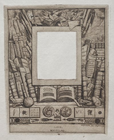 Návrh rámu pro portrét Armanda Guérauda, 1862. od Charles Meryon
