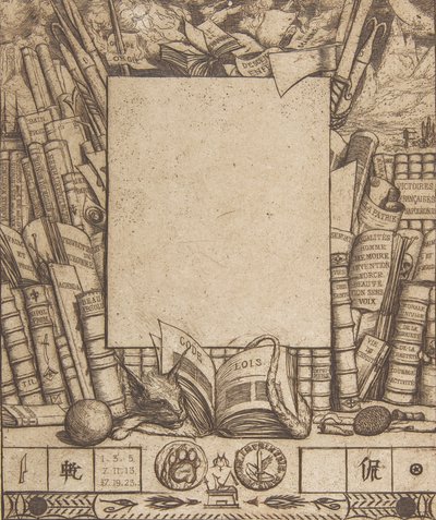 Návrh rámu pro portrét Armanda Guérauda, 1862. od Charles Meryon