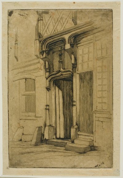 Brána starověkého kláštera, v rue Mirabeau, Bourges od Charles Meryon