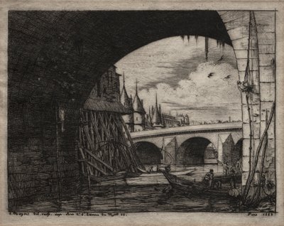 Etchings of Paris: Arch of the Notre Dame Bridge, 1853. od Charles Meryon