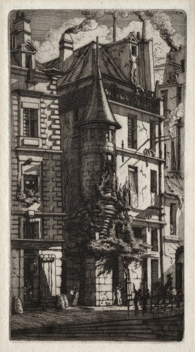 Etchings of Paris: House with a Turret, Weavers Street, 1852. od Charles Meryon