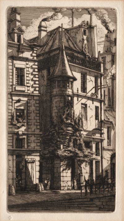 Etchings of Paris: House with a Turret, Weavers Street, 1852. od Charles Meryon