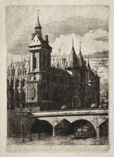Lepty Paříže: Hodinová věž, 1852. od Charles Meryon
