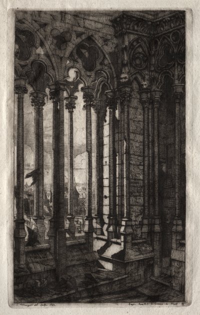 Lepty Paříže: Galerie Notre Dame od Charles Meryon