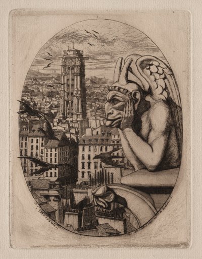 Etchings of Paris: The Gargoyle, 1853. od Charles Meryon