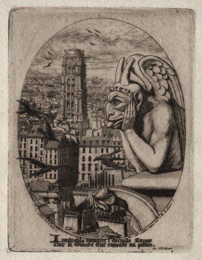 Etchings of Paris: The Gargoyle, 1853. od Charles Meryon